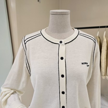 라인배색 라운드 가디건