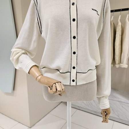 라인배색 라운드 가디건