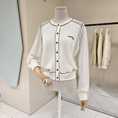 라인배색 라운드 가디건