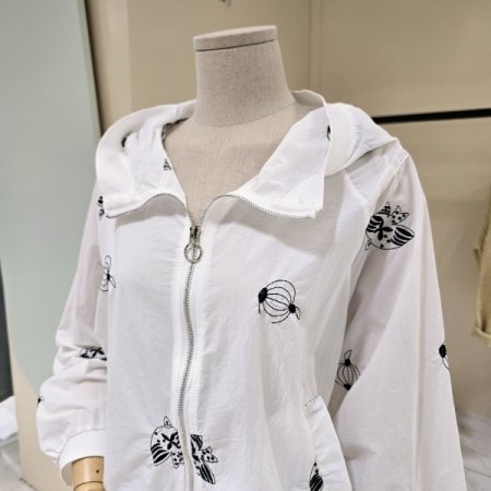 밑단 스트링 프린트 집업점퍼