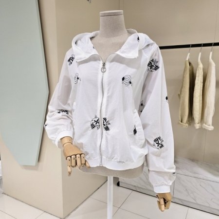 밑단 스트링 프린트 집업점퍼