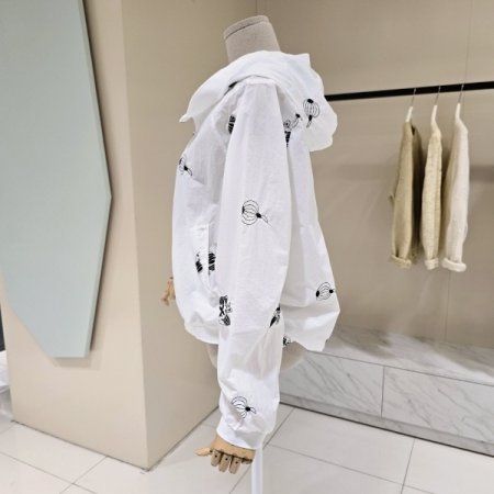 밑단 스트링 프린트 집업점퍼