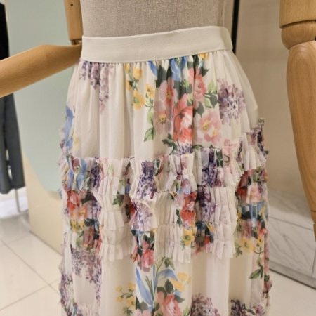 플라워 밴딩 샤 스커트