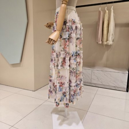 플라워 밴딩 샤 스커트