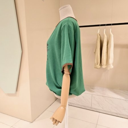 스트링 파마머리 라운드 티셔츠