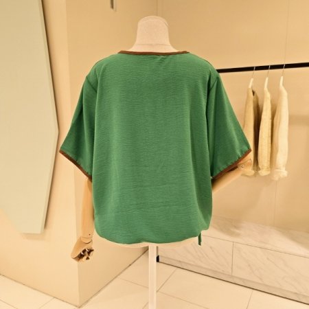 스트링 파마머리 라운드 티셔츠