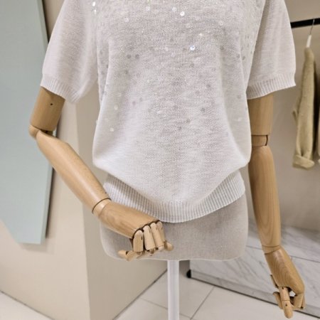 비즈 포인트 라운드 니트