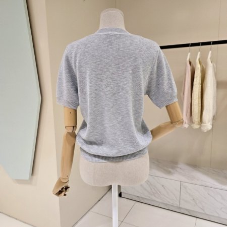 라운드 비즈 디테일 니트