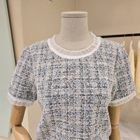 쿠키 트위드 블라우스