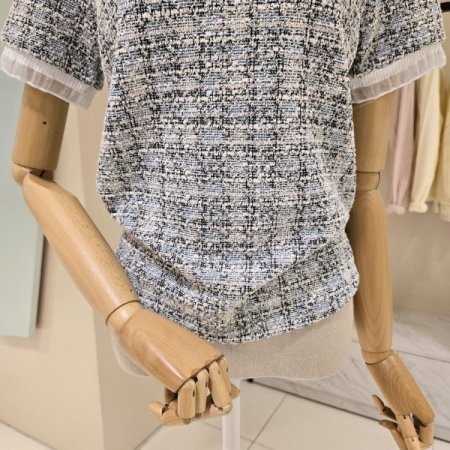 쿠키 트위드 블라우스