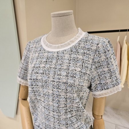 쿠키 트위드 블라우스