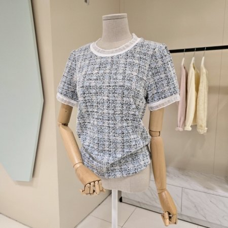 쿠키 트위드 블라우스