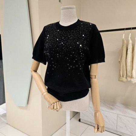 비즈장식 라운드 니트