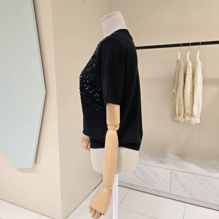 비즈장식 라운드 니트