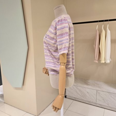 꽃자수 단가라 라운드 니트