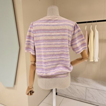 꽃자수 단가라 라운드 니트