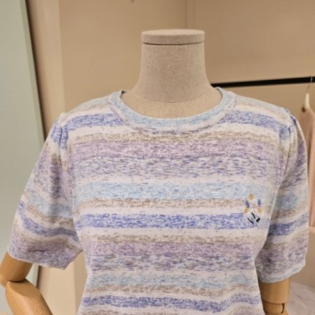 스트라이프 라운드 니트