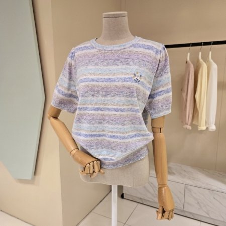 스트라이프 라운드 니트