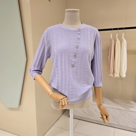 사선 큐빅 라운드 니트