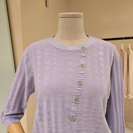 사선 큐빅 라운드 니트