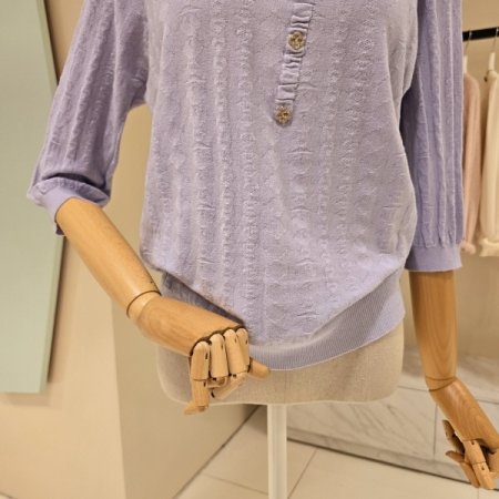 사선 큐빅 라운드 니트