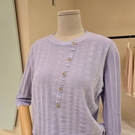 사선 큐빅 라운드 니트