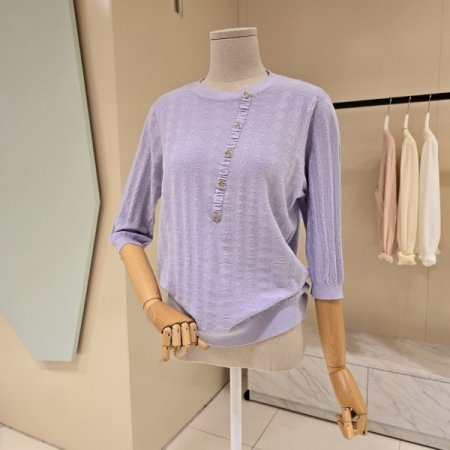 사선 큐빅 라운드 니트