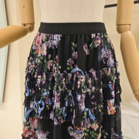 허리밴딩 플라워 샤 스커트