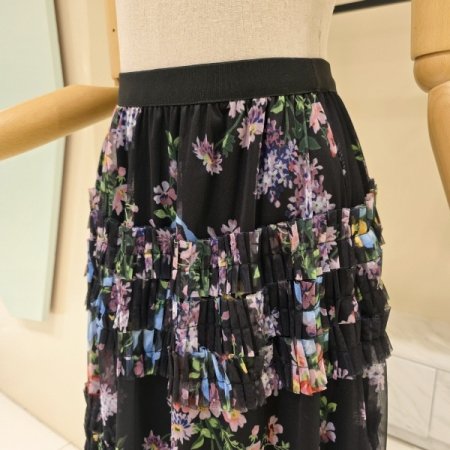 허리밴딩 플라워 샤 스커트