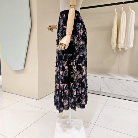 허리밴딩 플라워 샤 스커트