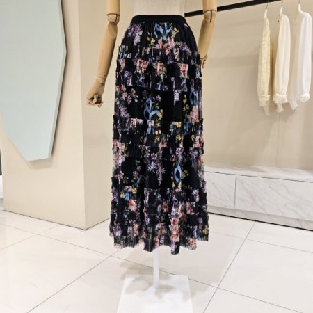 허리밴딩 플라워 샤 스커트