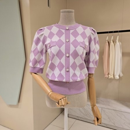 아가일 퍼프소매 니트