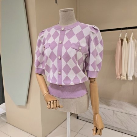 아가일 퍼프소매 니트