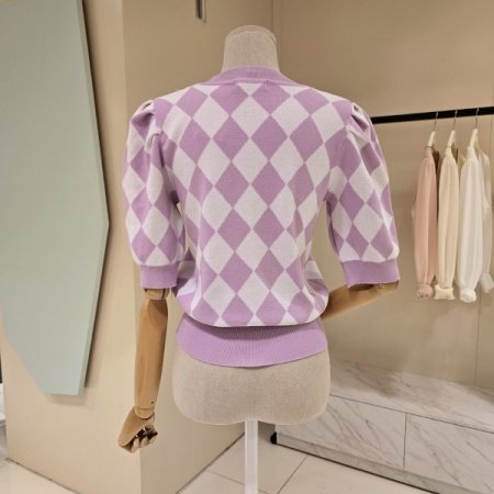 아가일 퍼프소매 니트