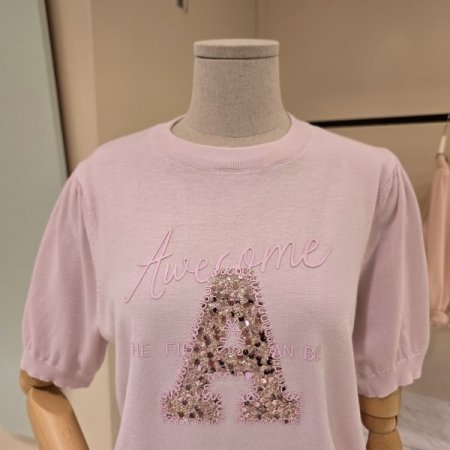 A플러스 스팽글 라운드 니트