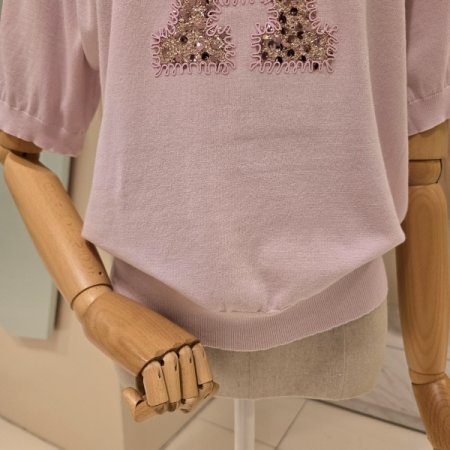 A플러스 스팽글 라운드 니트