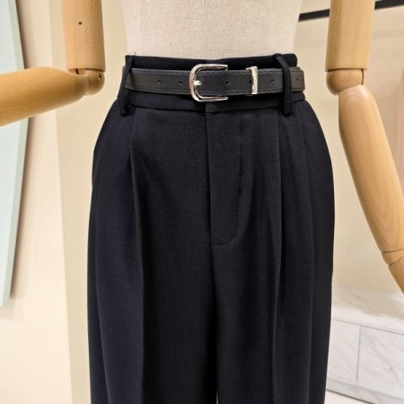 게더 핀턱 벨트 와이드 팬츠