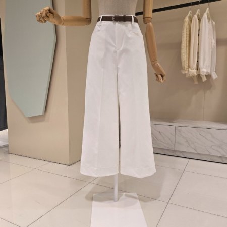 벨트 세트 와이드 면팬츠