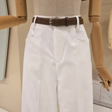 벨트 세트 와이드 면팬츠