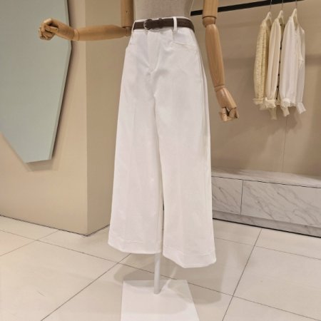 벨트 세트 와이드 면팬츠