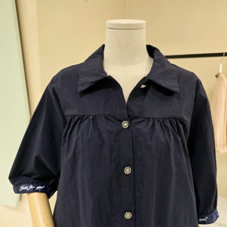 테잎 스트링 셔링 블라우스