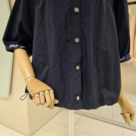 테잎 스트링 셔링 블라우스