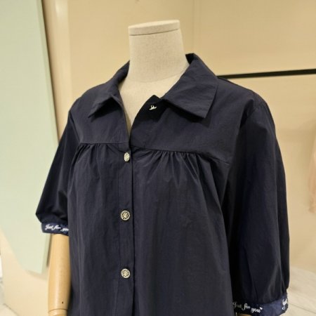 테잎 스트링 셔링 블라우스