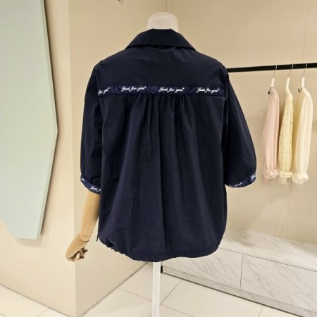 테잎 스트링 셔링 블라우스