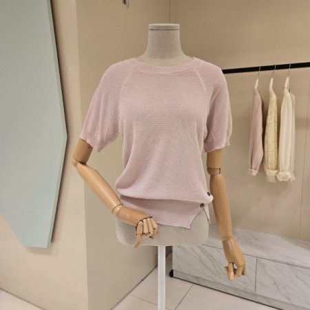 라운드 단추 트임 니트