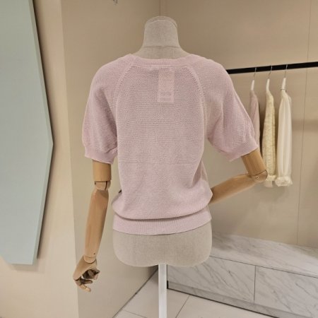 라운드 단추 트임 니트