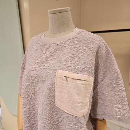 포켓 스트링 박시핏 라운드 티셔츠