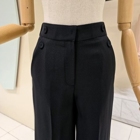 단추 뒷밴딩 세미 와이드 팬츠