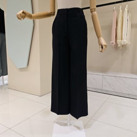 단추 뒷밴딩 세미 와이드 팬츠