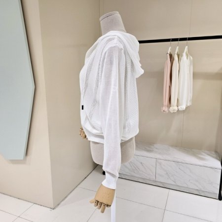 피치 후드 니트 가디건